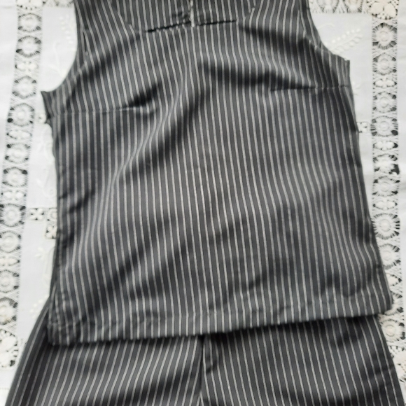Pinstripe Suit Pants & Top Vintage Poly Fabric - Picture 11 of 11